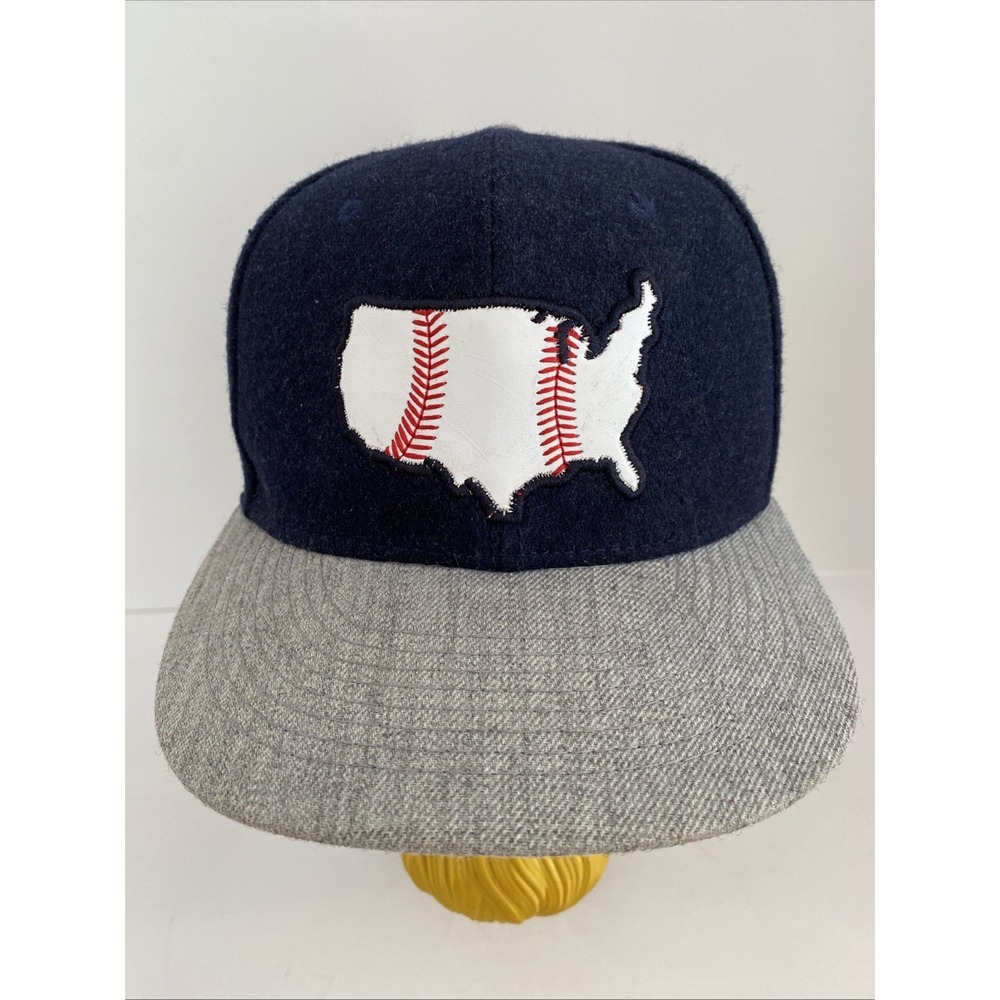 Baseballism Hat size 7 1/2 Wool Fitted United‎ States Leather Ball Stitch Logo